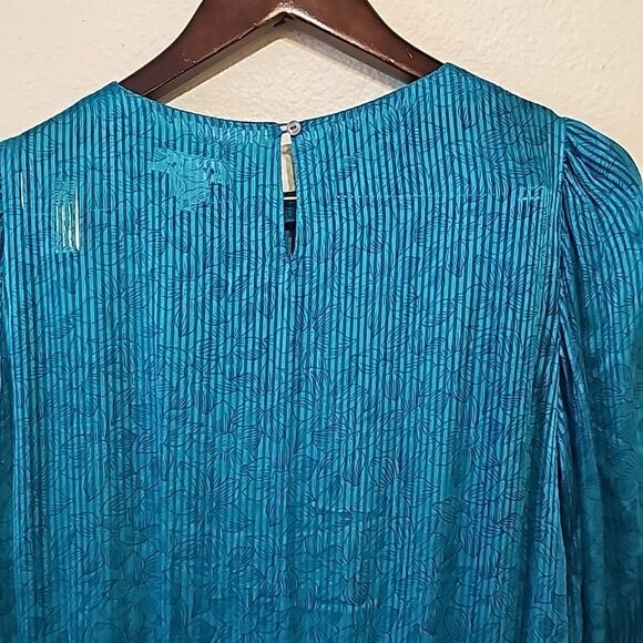 COPY - Vintage 80s Nora Noh Peplum blue silk dress size 8 - Picture 6 of 12